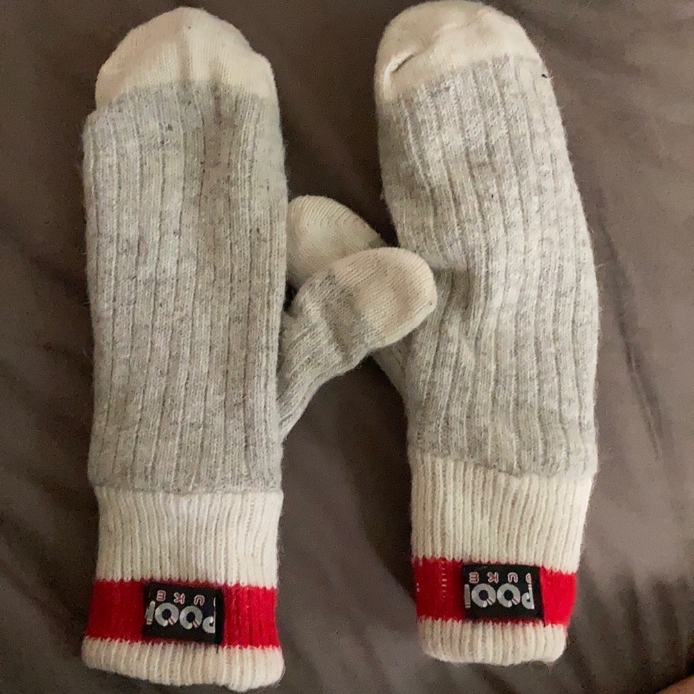 Pook Dukes fleece lined wool sock monkey mittens